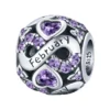Charm mois de février en argent avec cristaux violets.