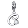 Charm lettre C argent en pendentif avec zircon blanc