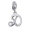 Charm lettre D en argent 925 avec zircon brillant