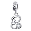 Charm lettre E en argent 925 avec zircon scintillant