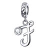 Charm lettre F en argent 925 avec zircon scintillant