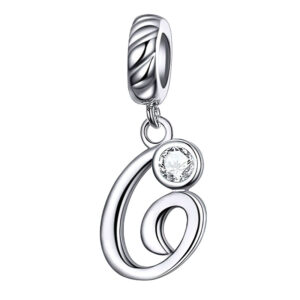 Charm lettre G en argent 925 avec zircon étincelant