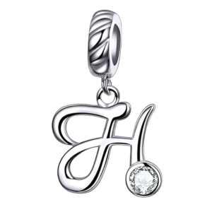 Charm lettre H en argent sterling 925 avec zircon scintillant