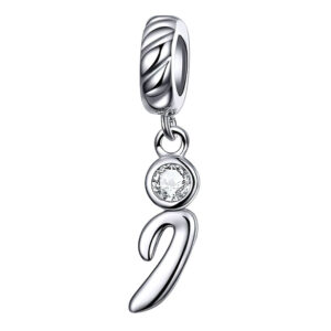 Charm lettre I en argent sterling 925 avec zircon blanc