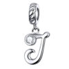Charm lettre J en argent sterling 925 avec zircon blanc brillant