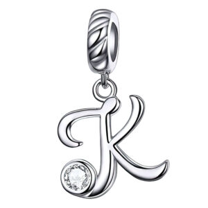 Charm lettre K argent sterling 925 avec zircon blanc scintillant
