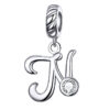 Charm lettre N en argent sterling 925 avec zircon brillant