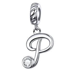 Charm lettre P en argent 925 orné d’un zircon brillant