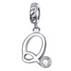 Charm lettre Q en argent sterling avec zircon blanc brillant