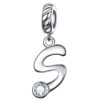 Pendentif charm lettre S en argent sterling et zircon brillant