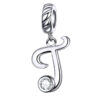 Pendentif charm lettre T en argent sterling et zircon brillant