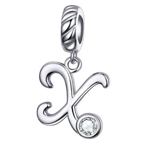Charm lettre X en argent sterling 925 avec zircon blanc sur la bélière