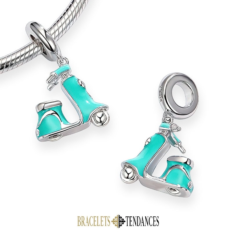 Pendentif Charm Vespa Argent 925 & Émail Vert – Image 3