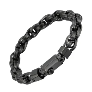 bracelet maillon titane noir homme.