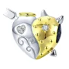 Charm cœur ange démon en argent et doré avec détails zircon – vue face