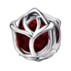 charm cristal lotus rouge en argent 925 avec pierre rouge facettée
