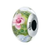 Charm fleur vert en verre soufflé avec fleurs en relief et argent 925