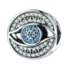 charm œil talisman argent 925 et zircons bleus protecteur
