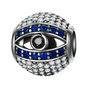 charm œil talisman en argent 925 et zircons bleus