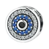 charm œil argent en zircon bleu et blanc