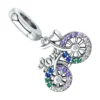 charm vélo love argent en pendentif avec zircons multicolores