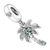 pendentif charm cocotier argent avec zircons verts scintillants