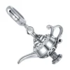 pendentif charm en argent en forme de lampe de génie orientale avec zircons