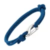 bracelet cordon bleu avec fermoir mousqueton argenté