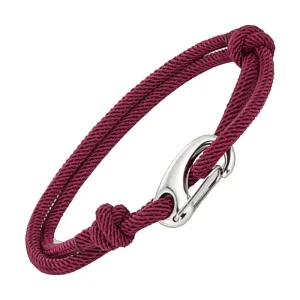 bracelet cordon bordeaux avec fermoir mousqueton argenté