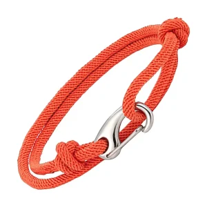 bracelet cordon corail avec fermoir mousqueton argenté