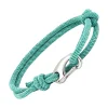 bracelet cordon vert menthe avec fermoir mousqueton argenté