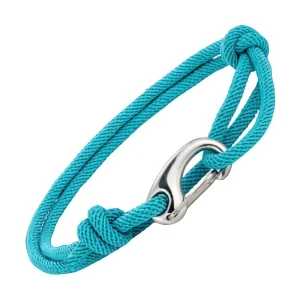 bracelet cordon turquoise avec fermoir mousqueton argenté
